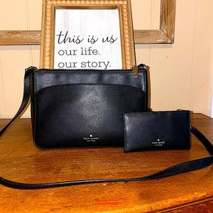 Black Blush Pink Kate Spade Purse and Wallet Set.